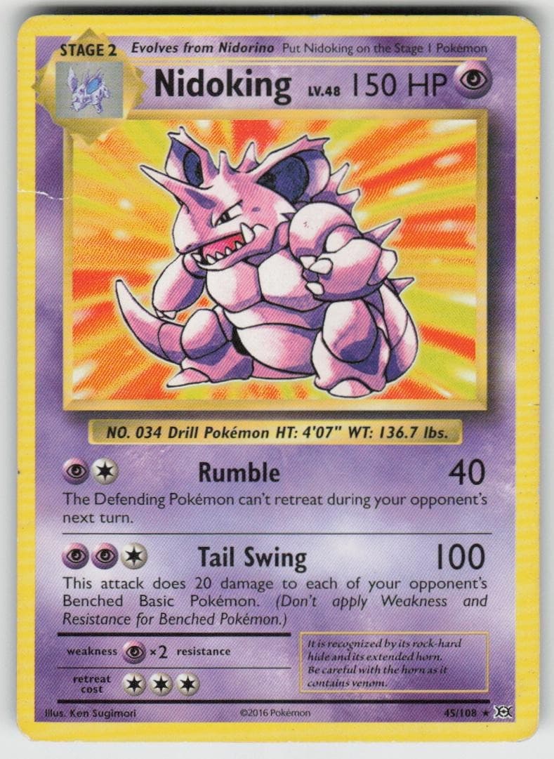Nidoking (XY Evolutions) 45/108 Rare Deck Exclusives Pokemon Heavily Played