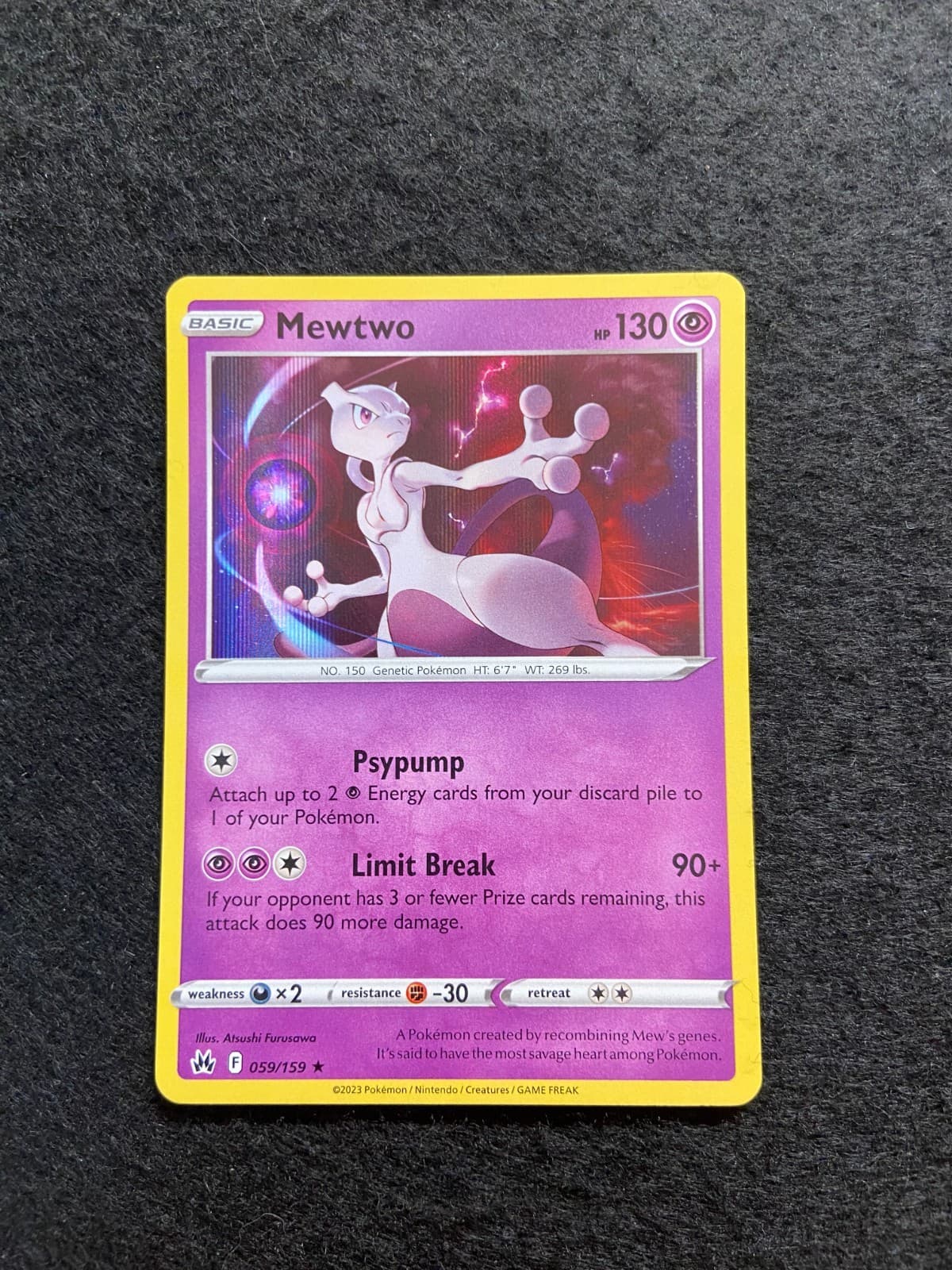 Mewtwo 59/159 Crown Zenith Holo Pokemon Near Mint NM B3