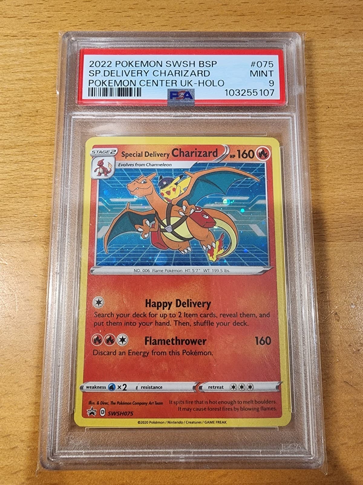 2022 Pokémon SWSH075 Special Delivery Charizard Promo Holo Psa9 