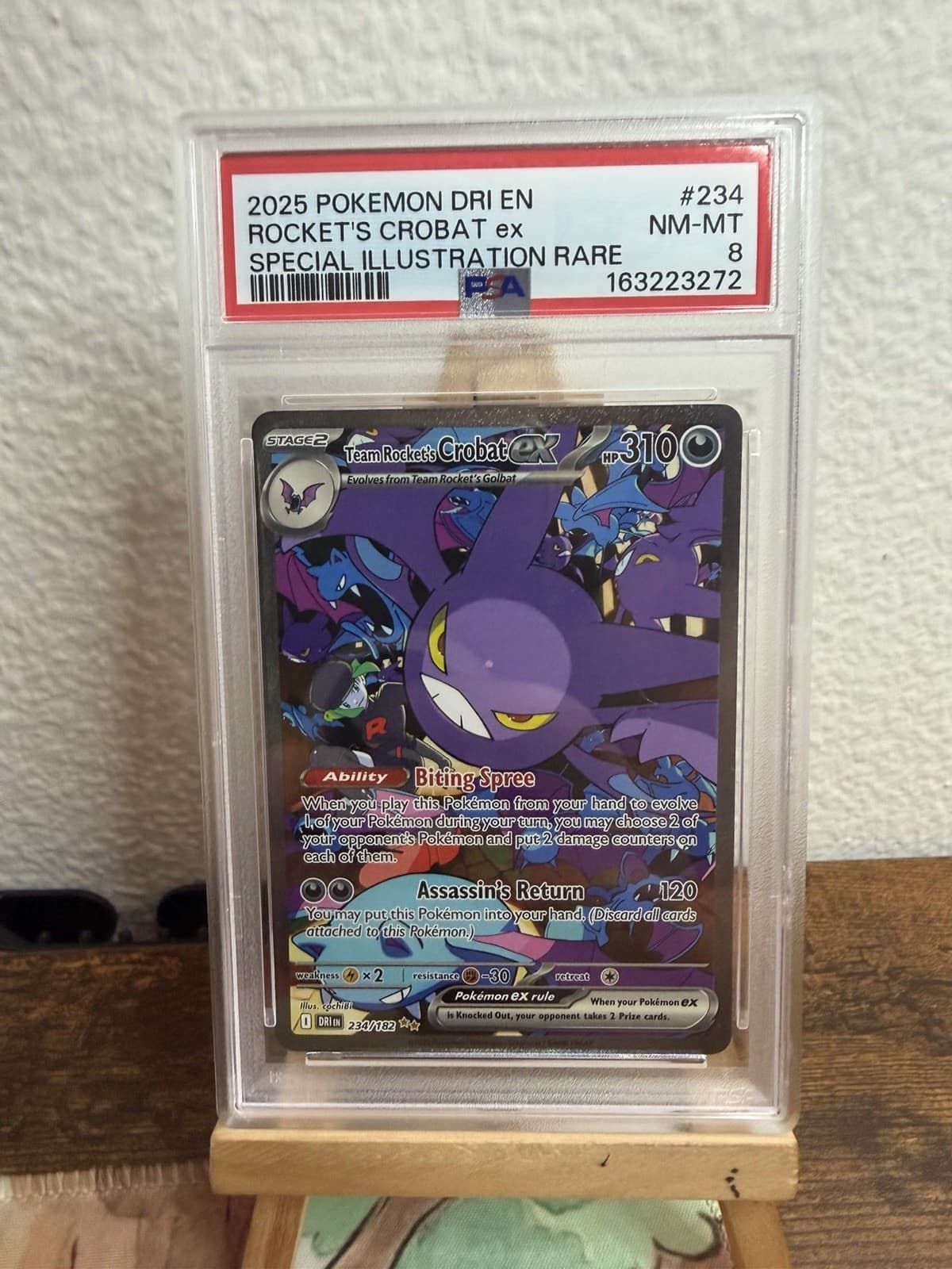 PSA 8 2025 Pokemon Destined Rivals Team Rocket's Crobat ex 234/182 SIR