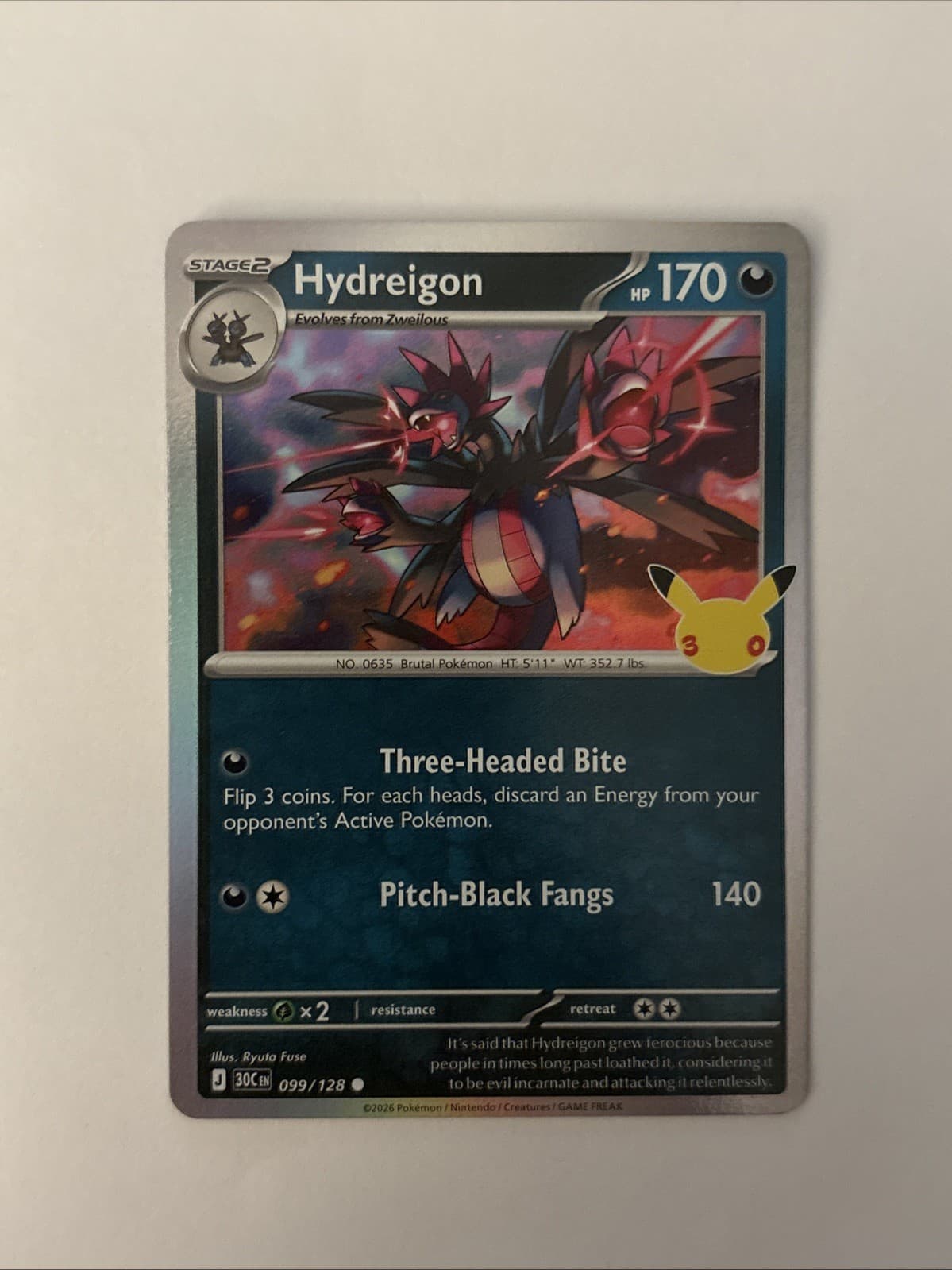 Hydreigon 099/128 ME: 30th Anniversary Celebration Pokemon Holo