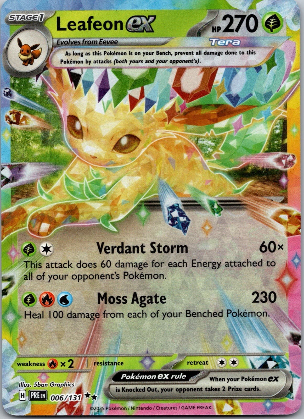 Pokemon Prismatic Evolutions Leafeon ex 6/131 NM