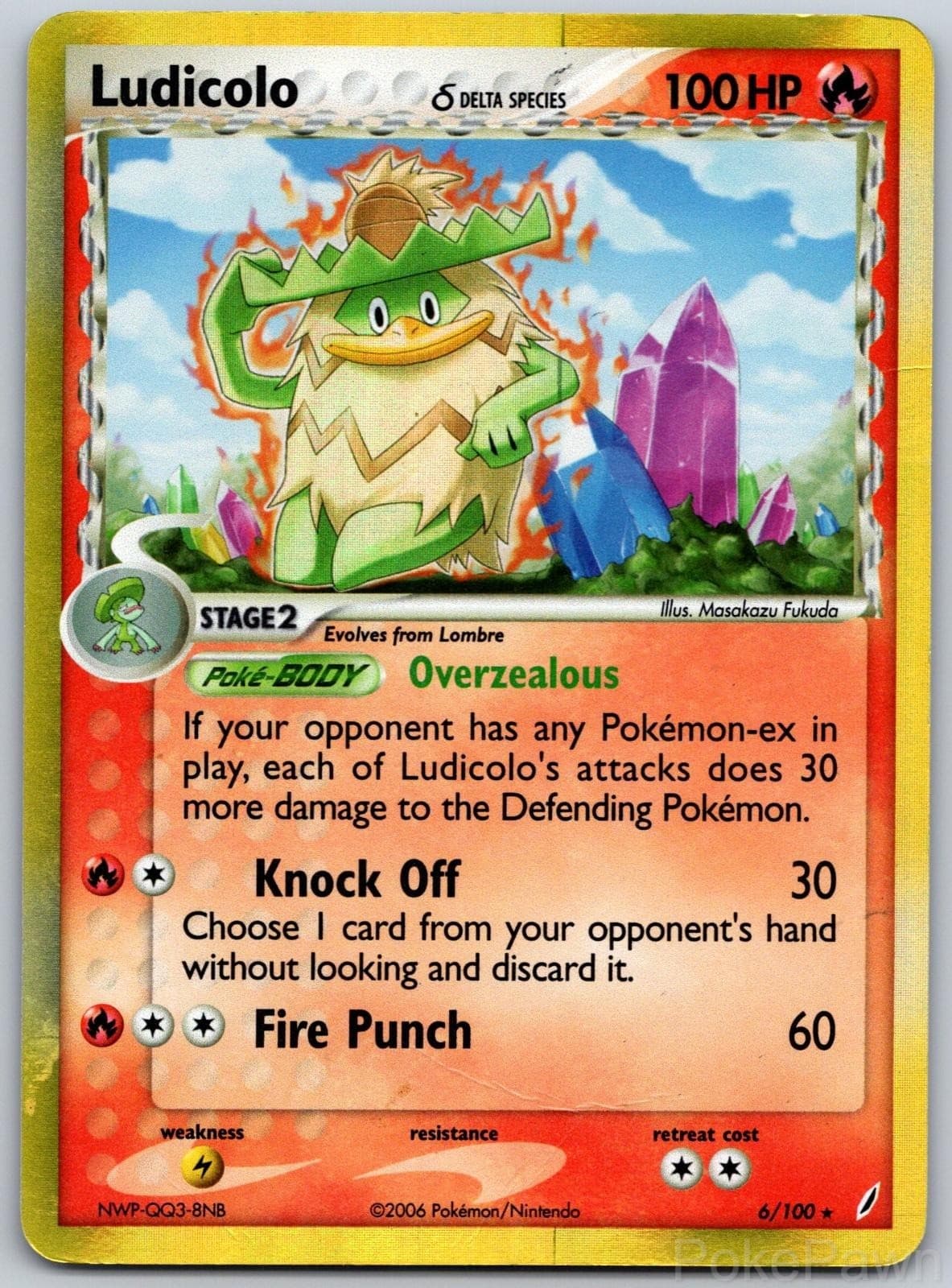 Ludicolo 6/100 Holo Rare Crystal Guardians Pokemon Lightly Played