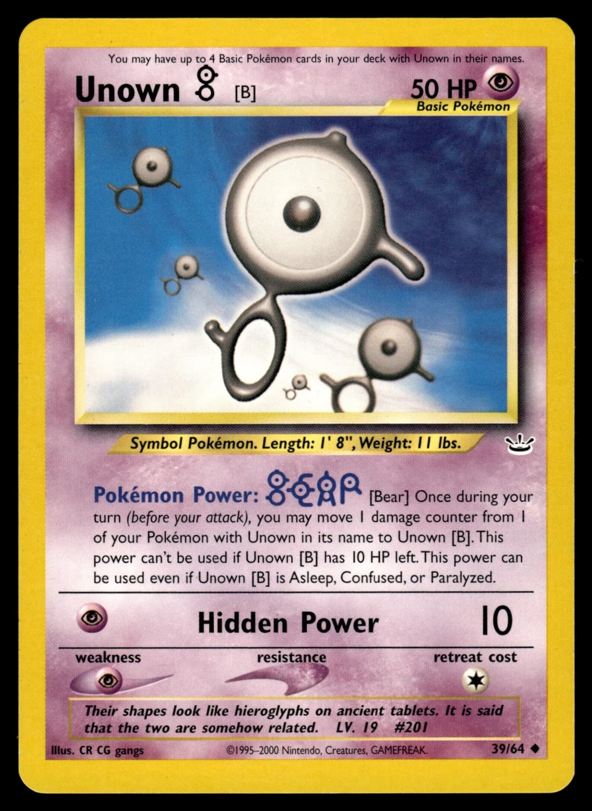 Unown [B] Unlimited 39/64 Neo Revelation LP