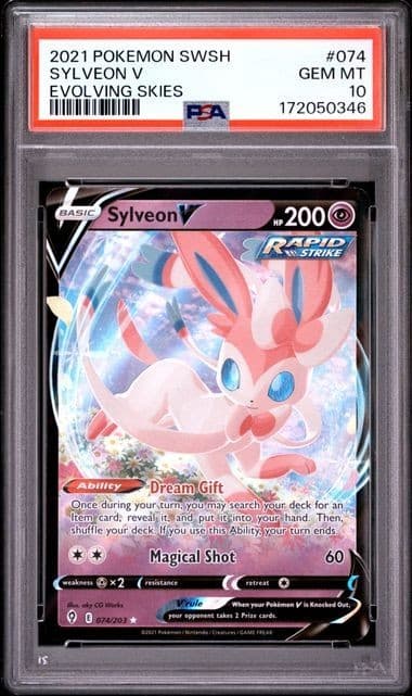 SYLVEON V 074/203 Pokemon SWSH Evolving Skies PSA 10 GEM