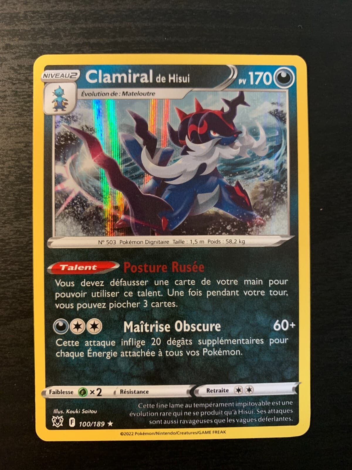 Carte Pokémon HOLO Clamiral de Hisui 100/189 EB10 Astres Radieux FR NEUF