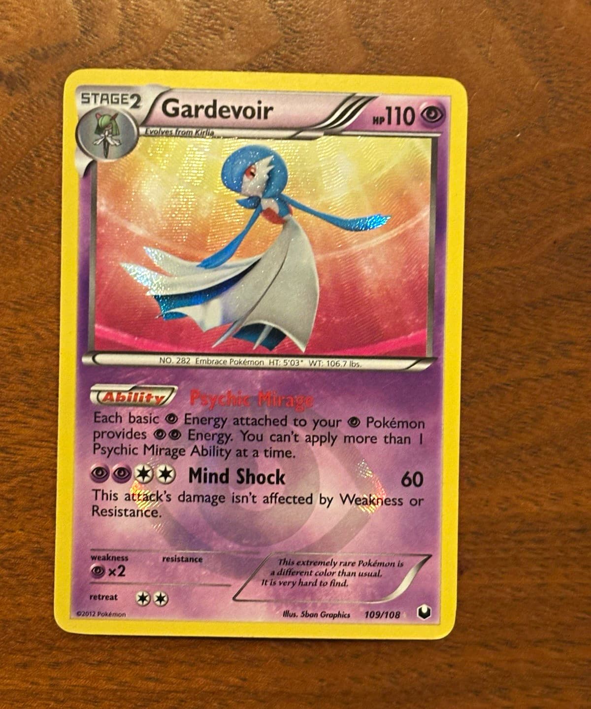 Gardevoir 109/108 Dark Explorers Full Art Holo Secret Rare 110 HP English 2012