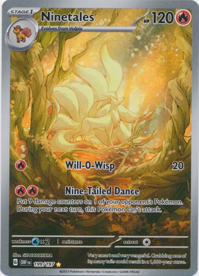 Lightly Played Ninetales - 199/197 - Illustration Rare Pokemon Obsidian Flames
