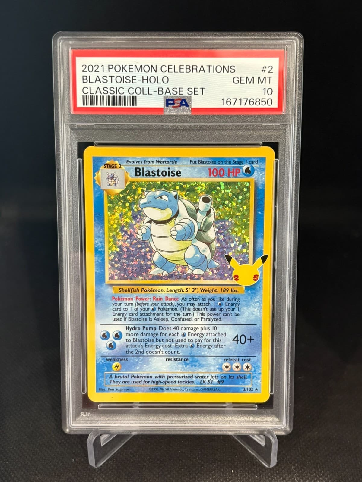 2021 Pokemon SWSH Celebrations Blastoise Classic Collection #2/102 PSA 10