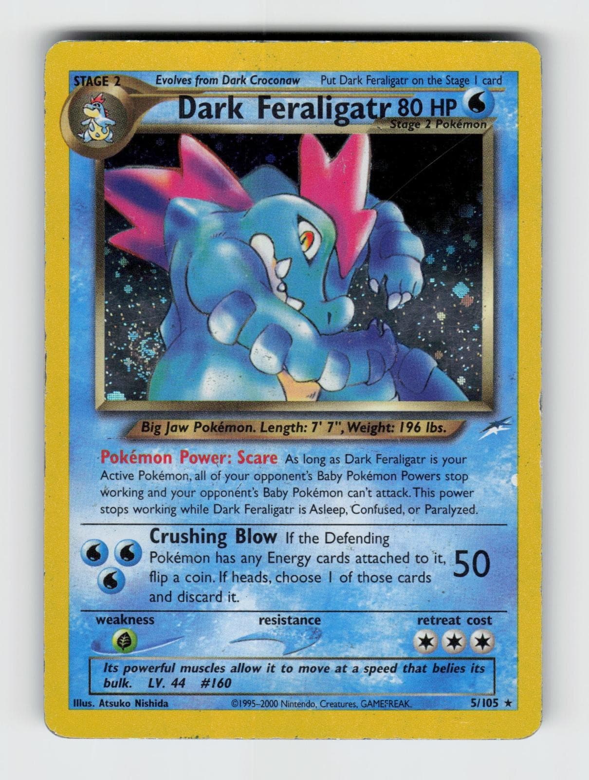 Dark Feraligatr 5/105 Unlimited Holo Rare Neo Destiny Pokemon 2002 MP Nishida