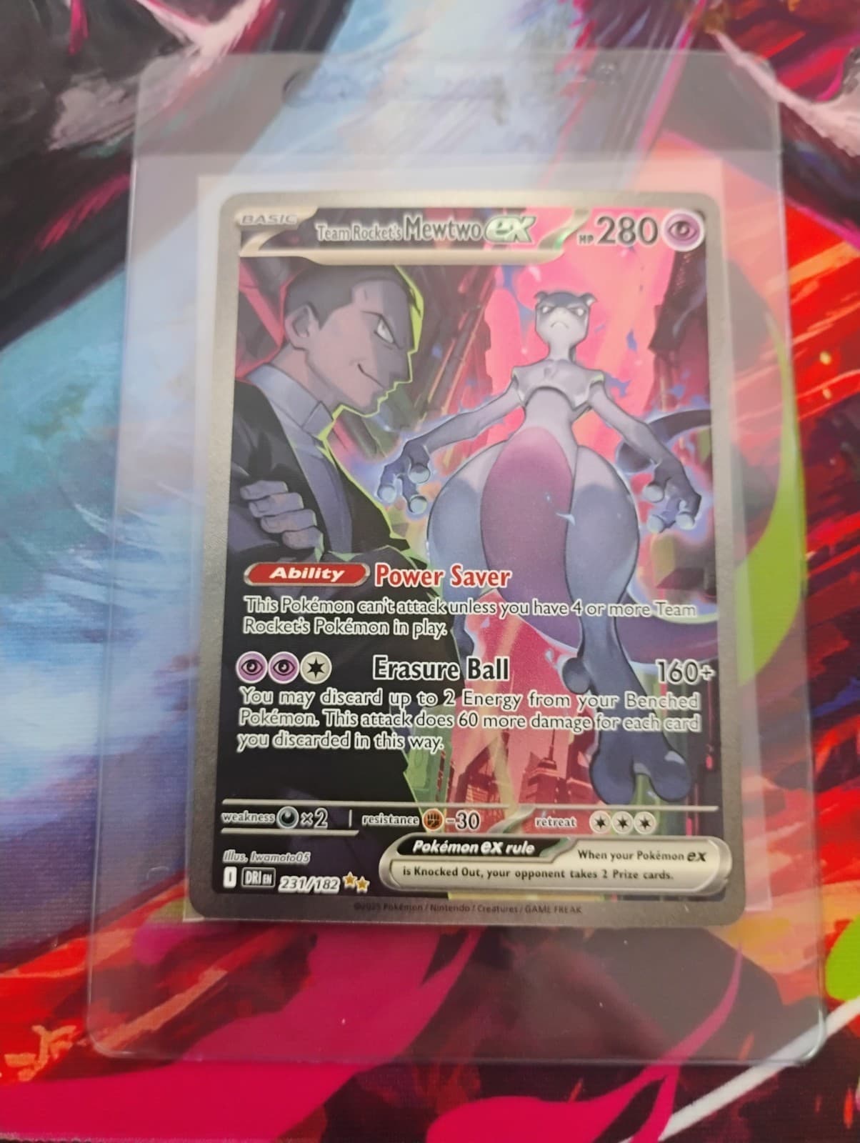 Team Rocket’s Mewtwo ex 231/182 SIR Destined Rivals Pokemon fresh pull