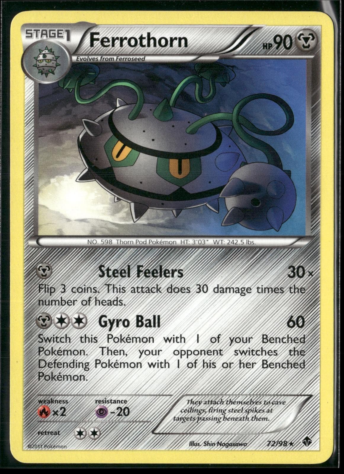 Ferrothorn 72/98 Rare Emerging Powers Pokemon Near Mint