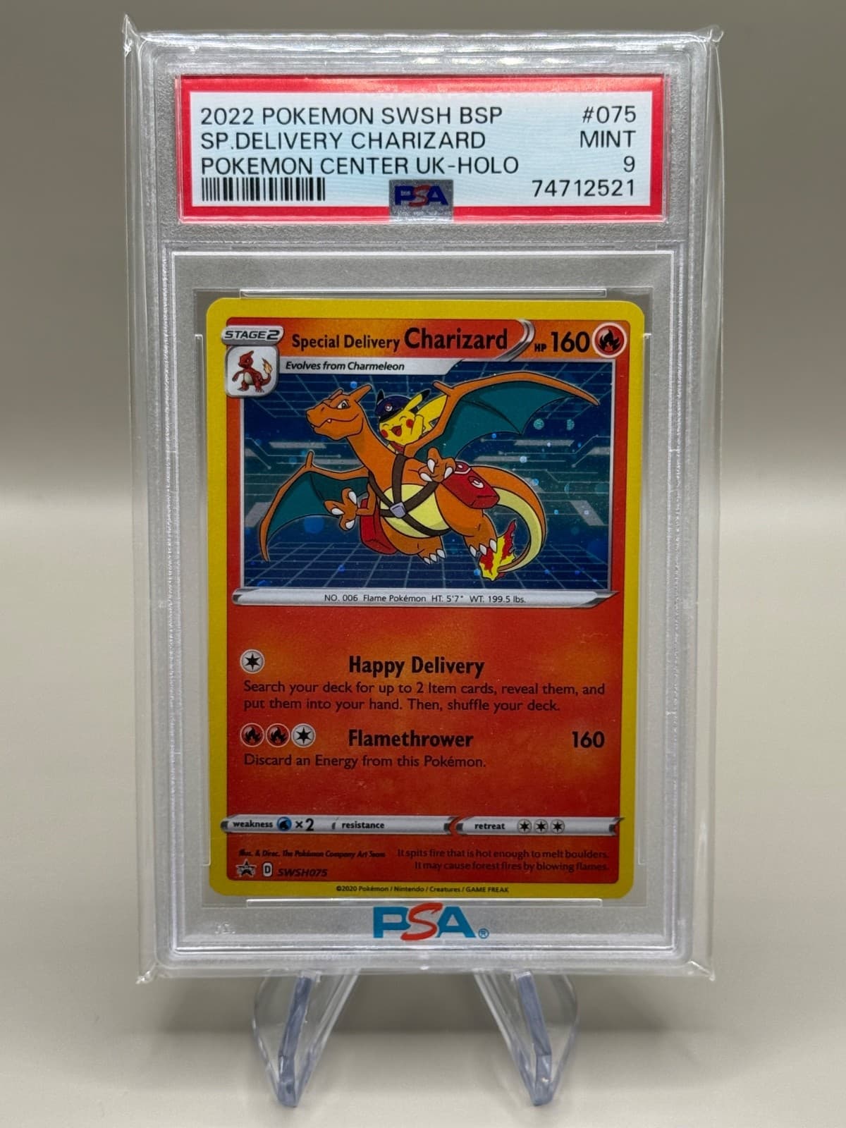 Pokemon TCG Special Delivery Charizard SWSH075 SWSH Promo Holo PSA 9 
