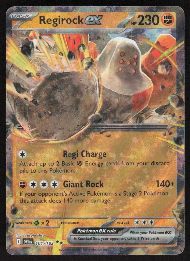 Pokemon Regirock ex Double Rare 101/182 Destined Rivals Holofoil NM