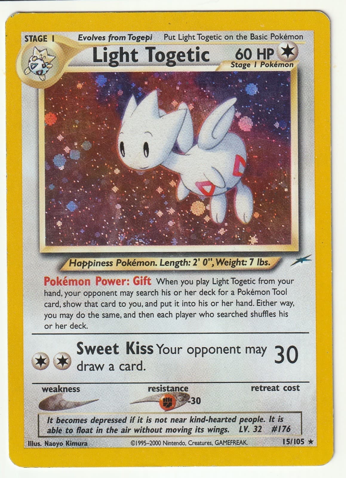 2002 Pokemon Light Togetic 15/105 Neo Destiny Holo Rare WOTC MP
