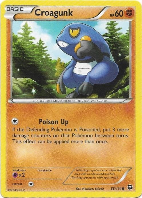Croagunk 58/114 Common Steam Siege Pokemon Near Mint