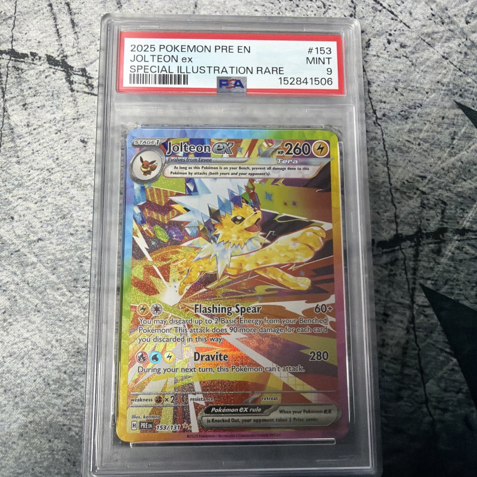 Pokemon TCG 2025 Jolteon ex 153/131 Prismatic Evolutions SIR Holo PSA 9