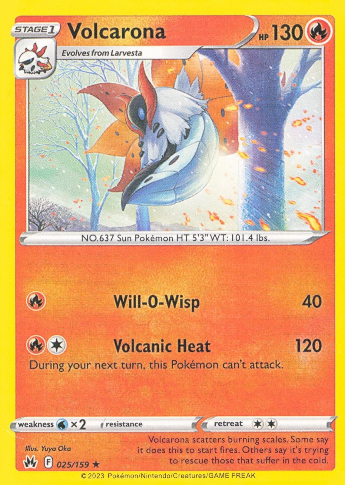 VOLCARONA 025/159 CROWN ZENITH POKEMON NEAR MINT