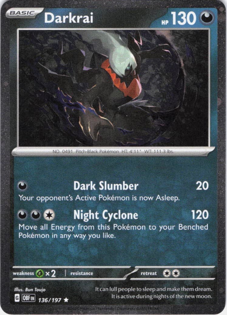 Darkrai Obsidian Flames 136/197 Cosmos Holo Pokemon TCG NM