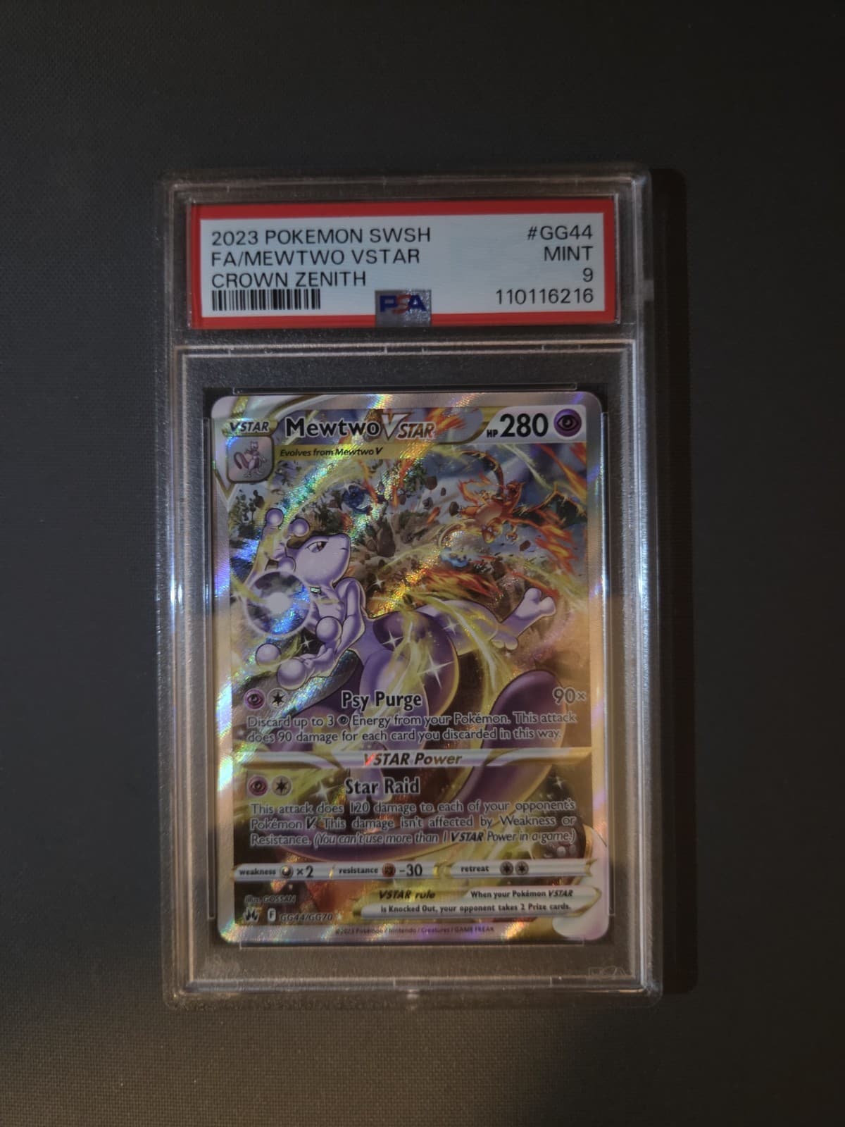 Mewtwo VSTAR GG44/GG70 Crown Zenith: Galarian Gallery Holo Full Art Rare PSA 9