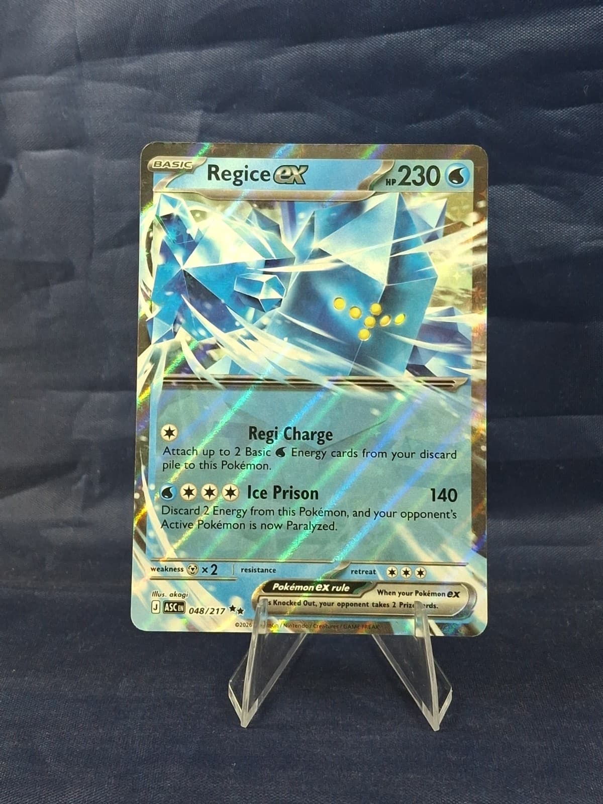 Regice ex 048/217 Double Rare Ascended Heroes Pokemon Holo Near Mint