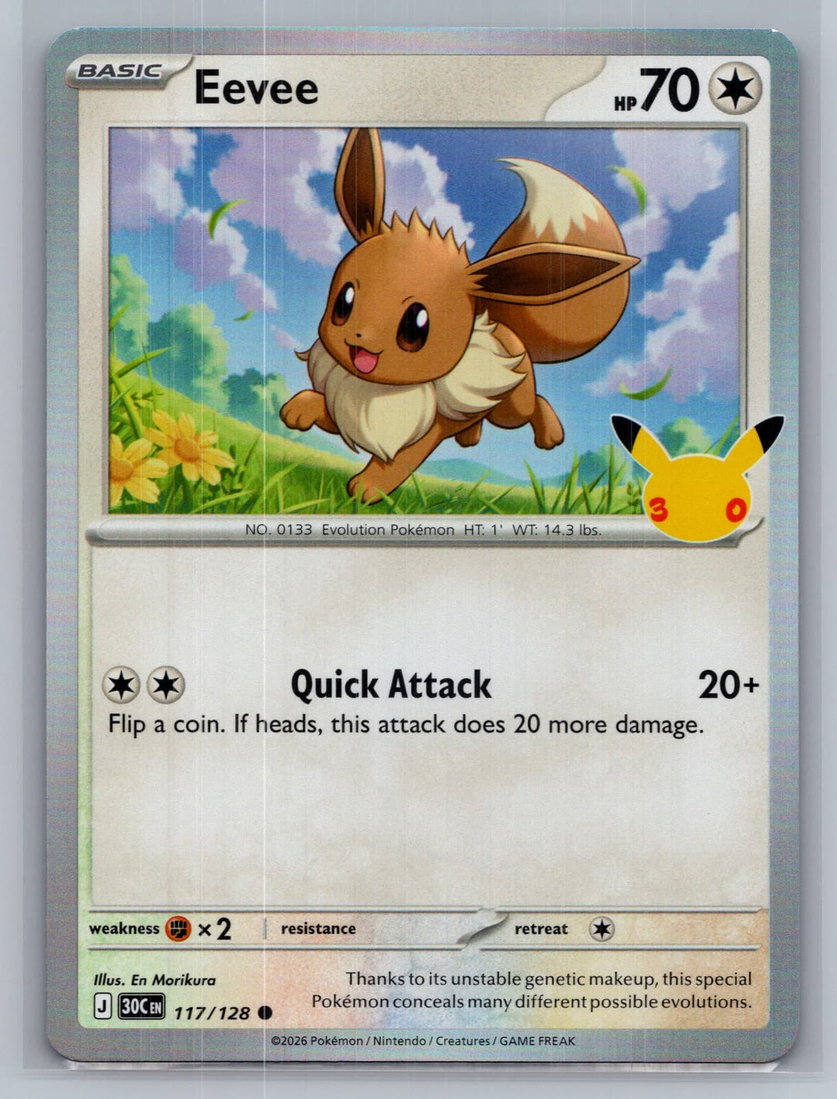 Eevee #117/128 2026 30th Celebration Pokemon TCG