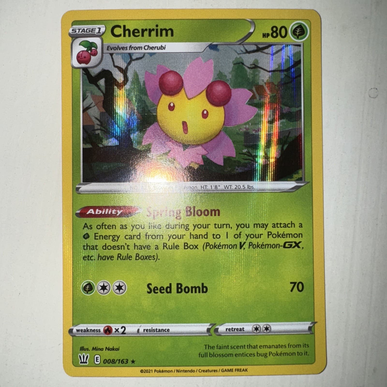 Pokemon TCG CHERRIM 008/163 Battle Styles - RARE HOLO