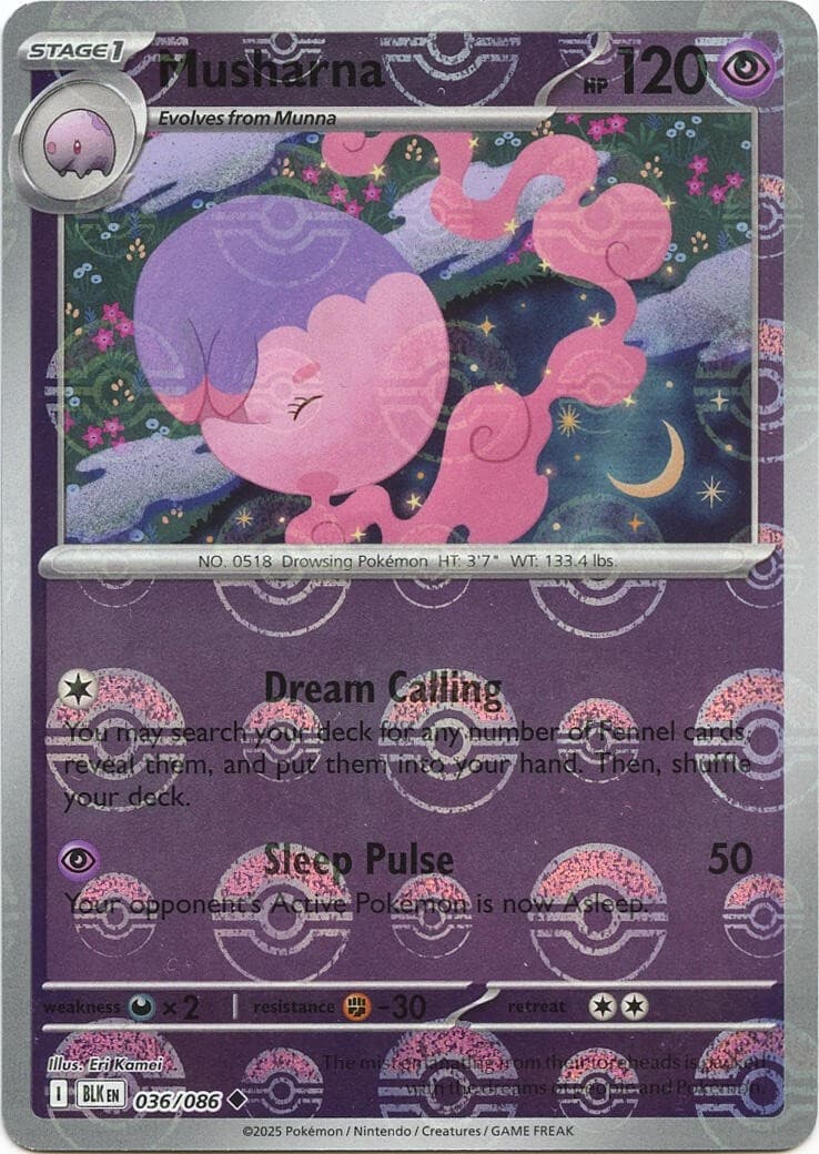 Musharna (Poke Ball Pattern) [BLK - 036/086] Holofoil Uncommon NM