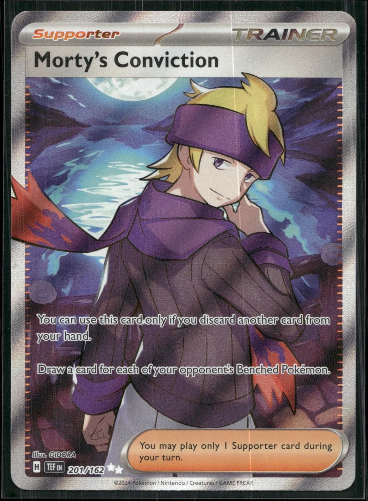 Morty's Conviction 201/162 Ultra Rare Temporal Forces Pokemon Holo Near Mint