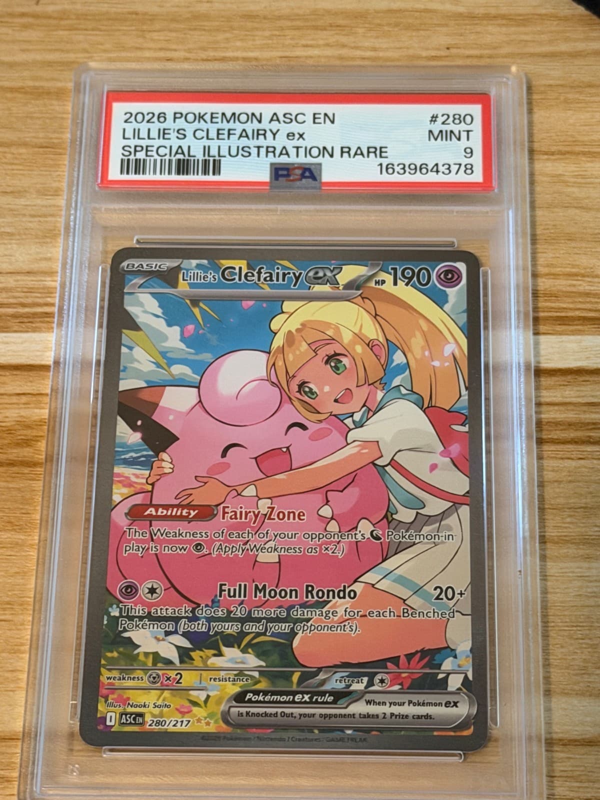 Pokemon Co. Lillie's Clefairy ex 280/217 Me: Ascended Heroes SIR Holo PSA 9!!!