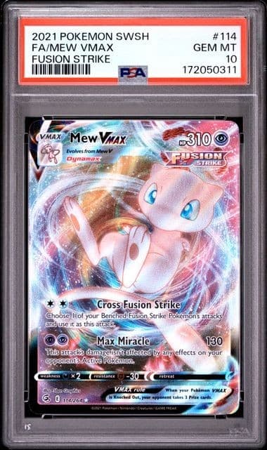 FA / MEW VMAX 114/264 Pokemon SWSH Fusion Strike PSA 10 GEM