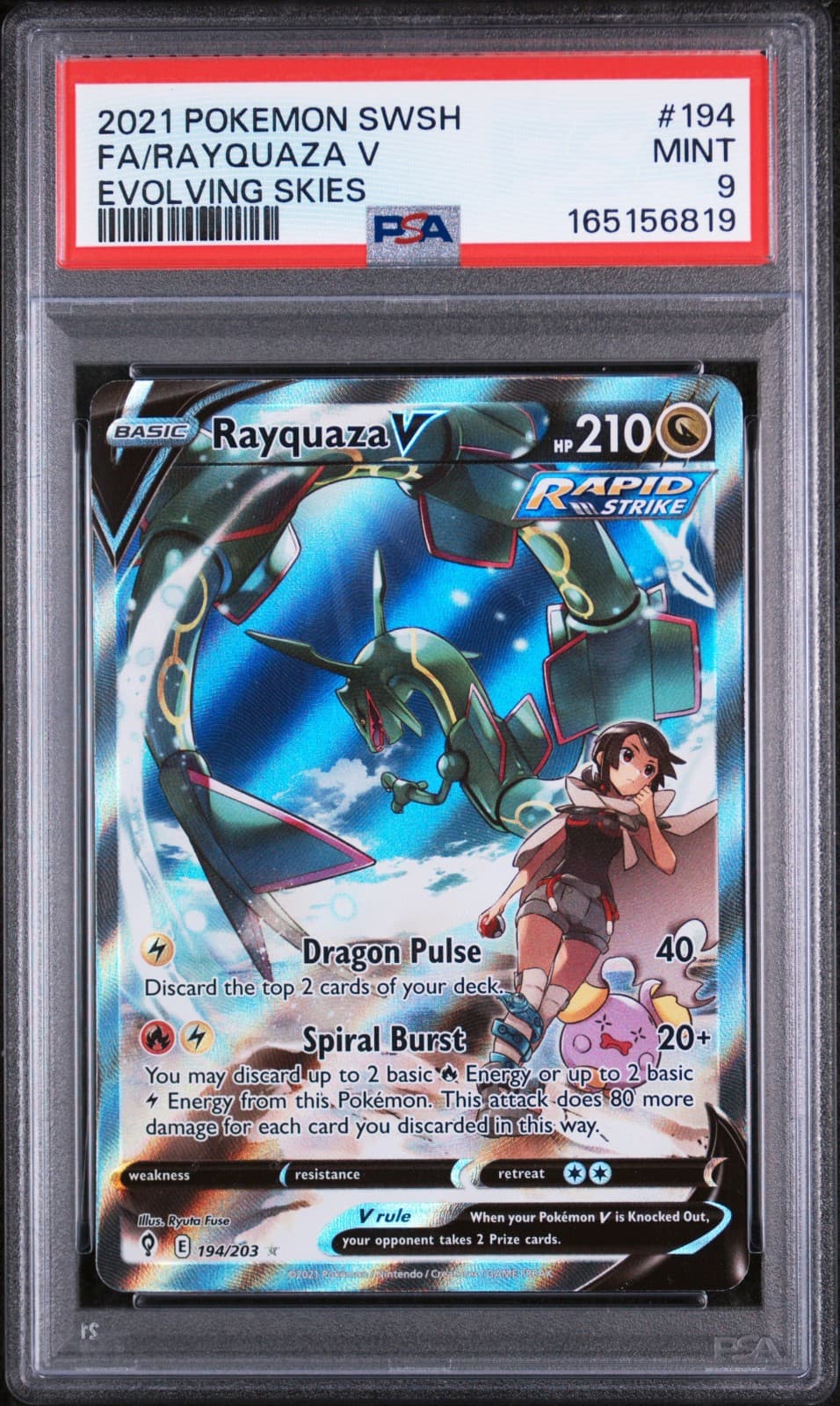 Pokemon Rayquaza V Alt Full Art 194/203 Holo PSA 9 Evolving Skies
