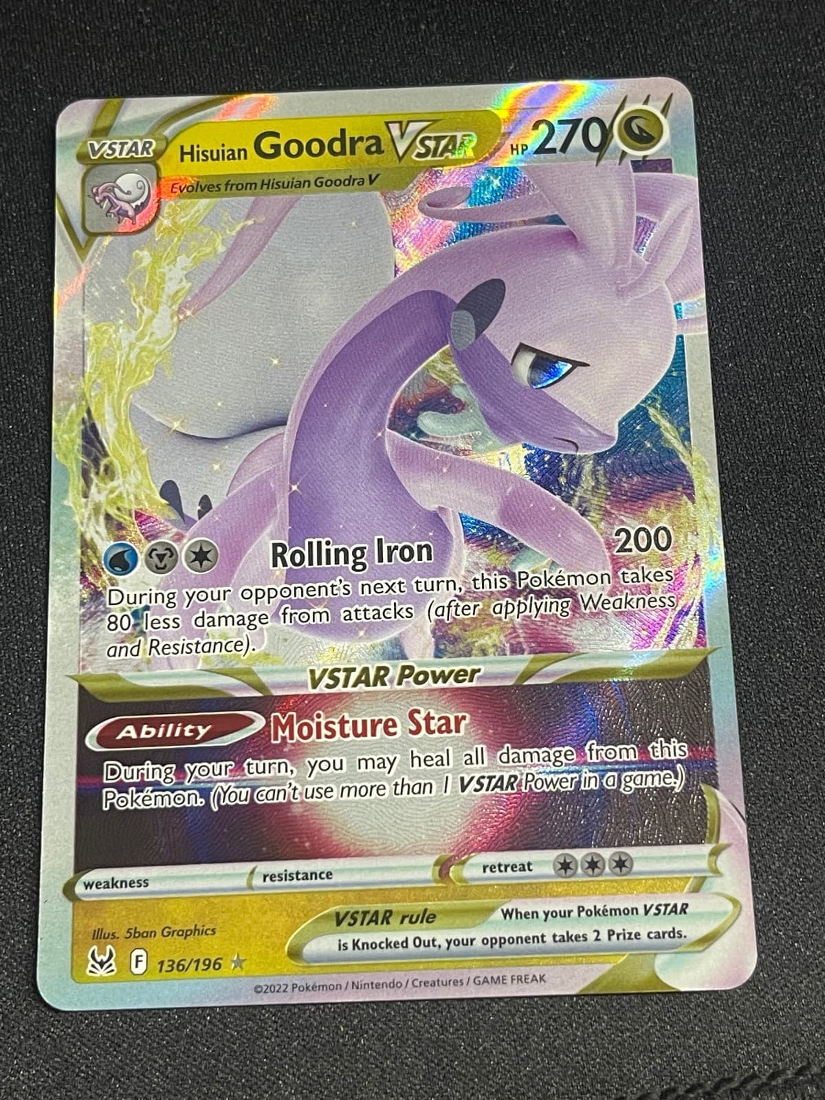 Hisuian Goodra VSTAR 136/196 Holo Ultra Rare Lost Origin Pokemon Near Mint