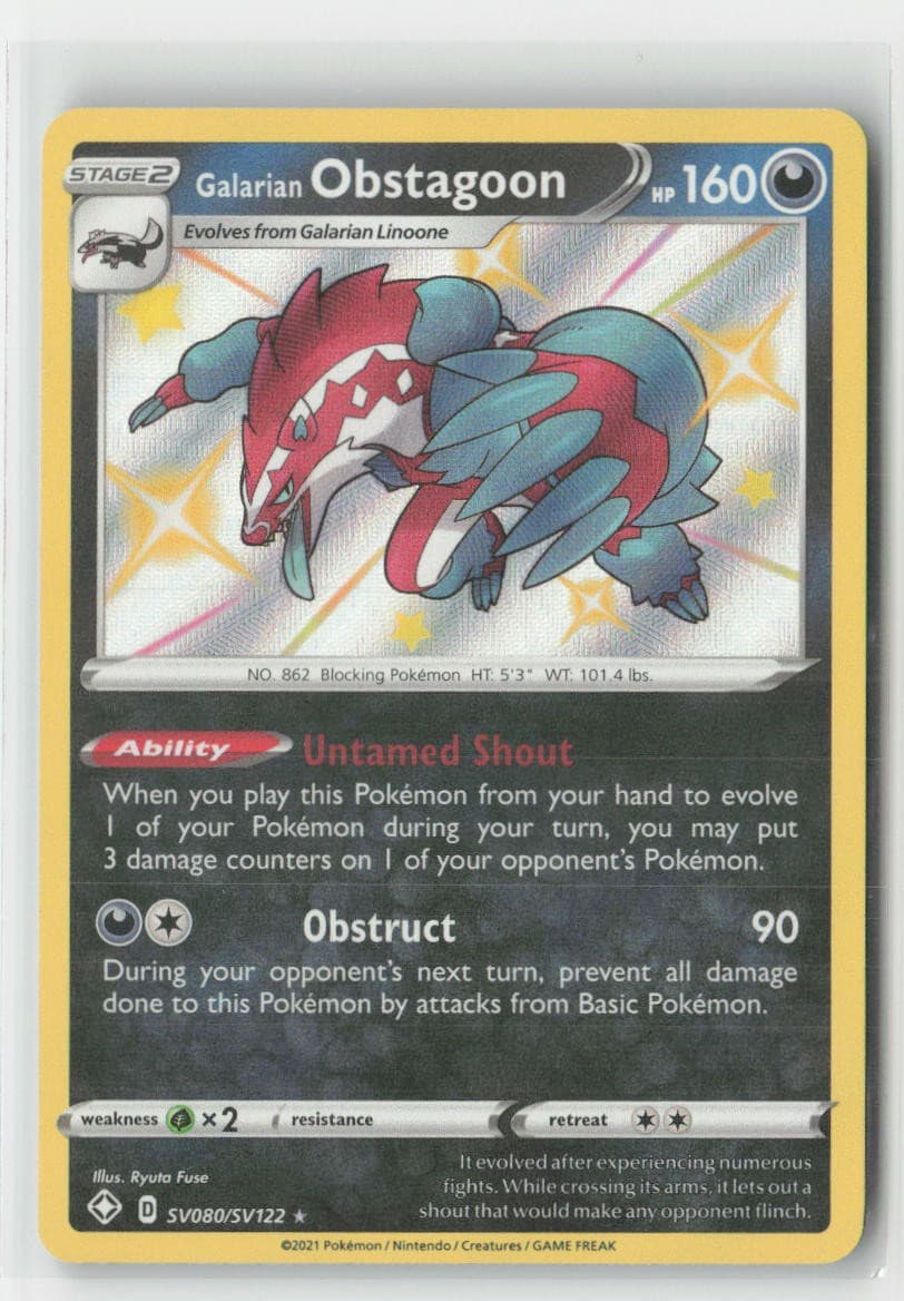 Galarian Obstagoon SV080/SV122 Shining Fates Shiny Vault Pokemon Holo NM