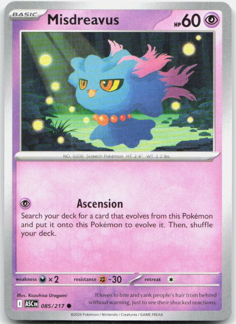 Misdreavus 085/217 85 ME Ascended Heroes C NM English Pokémon