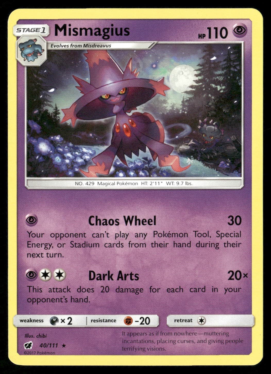 Mismagius 40/111 Rare Crimson Invasion Pokemon NM/M