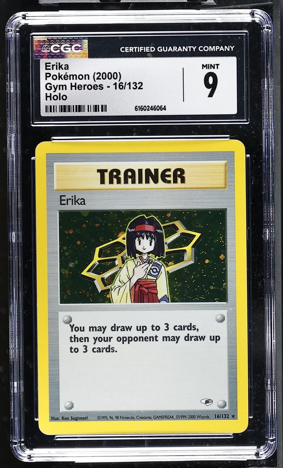 CGC 9 MINT Erika 16/132 Gym Heroes Holo Pokemon Card