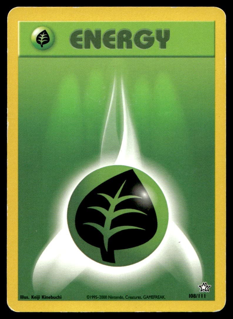 Grass Energy 108/111 Neo Genesis Pokemon Unlimited Moderately Played