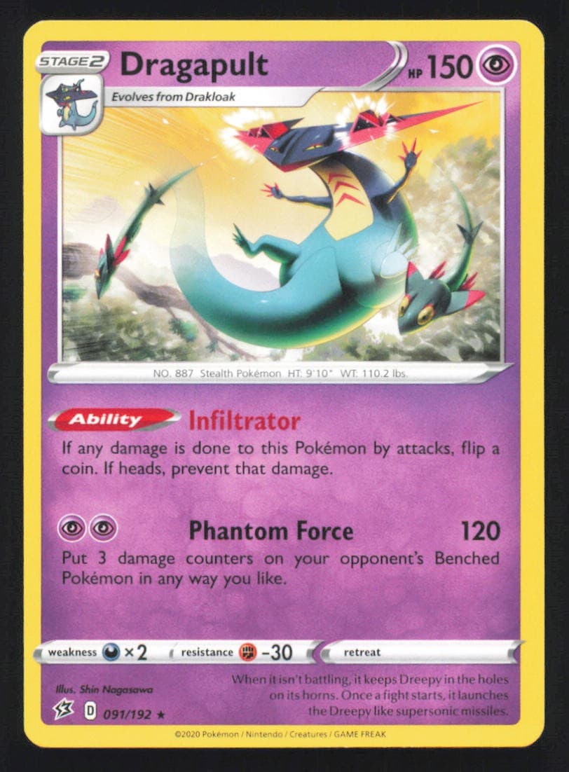 DRAGAPULT 091/192 HOLO R REBEL CLASH POKEMON MP NAGASAWA