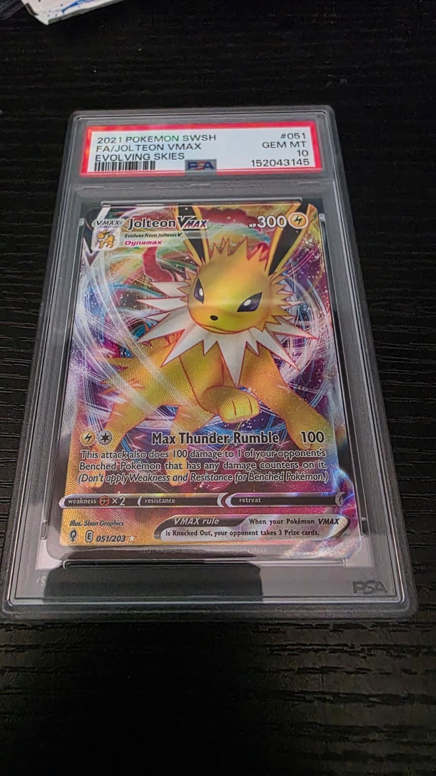 PSA 10 2021 Pokemon Sword & Shield Evolving Skies #051 Jolteon Vmax Full Art