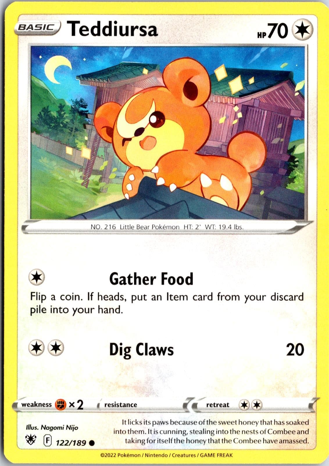 Teddiursa 122/189 Near Mint Common Astral Radiance Pokemon