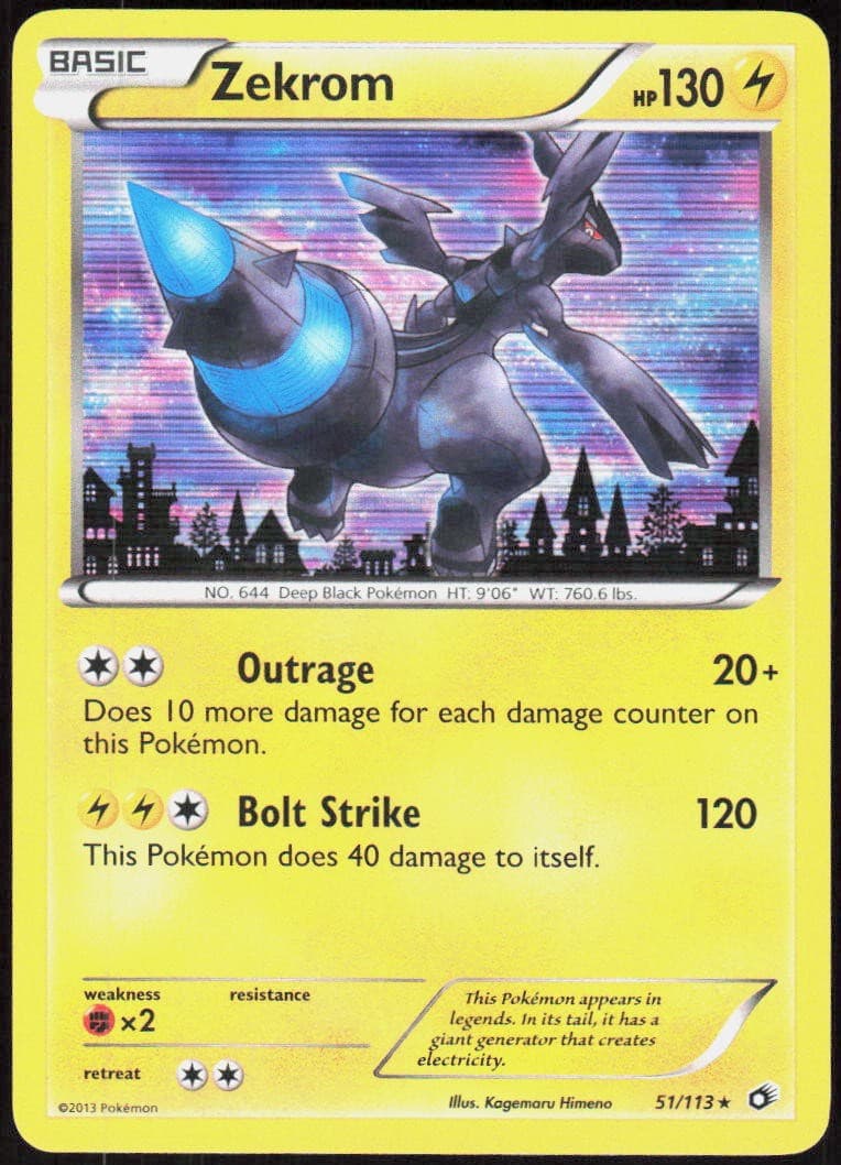 Zekrom 51/113 Holofoil Holo Rare Legendary Treasures LP Pokemon