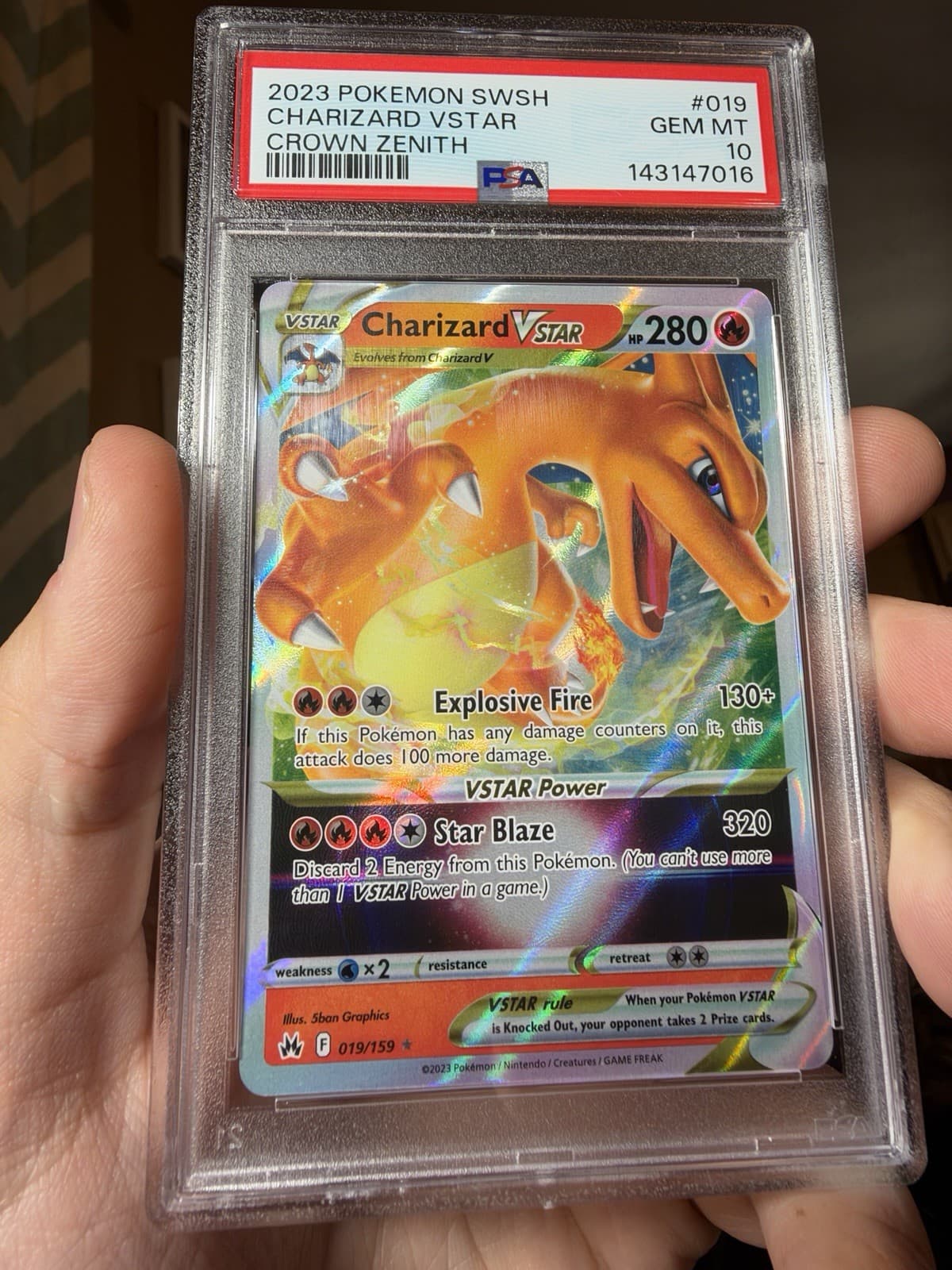 2023 POKEMON SWORD & SHIELD CROWN ZENITH #019 CHARIZARD VSTAR PSA 10