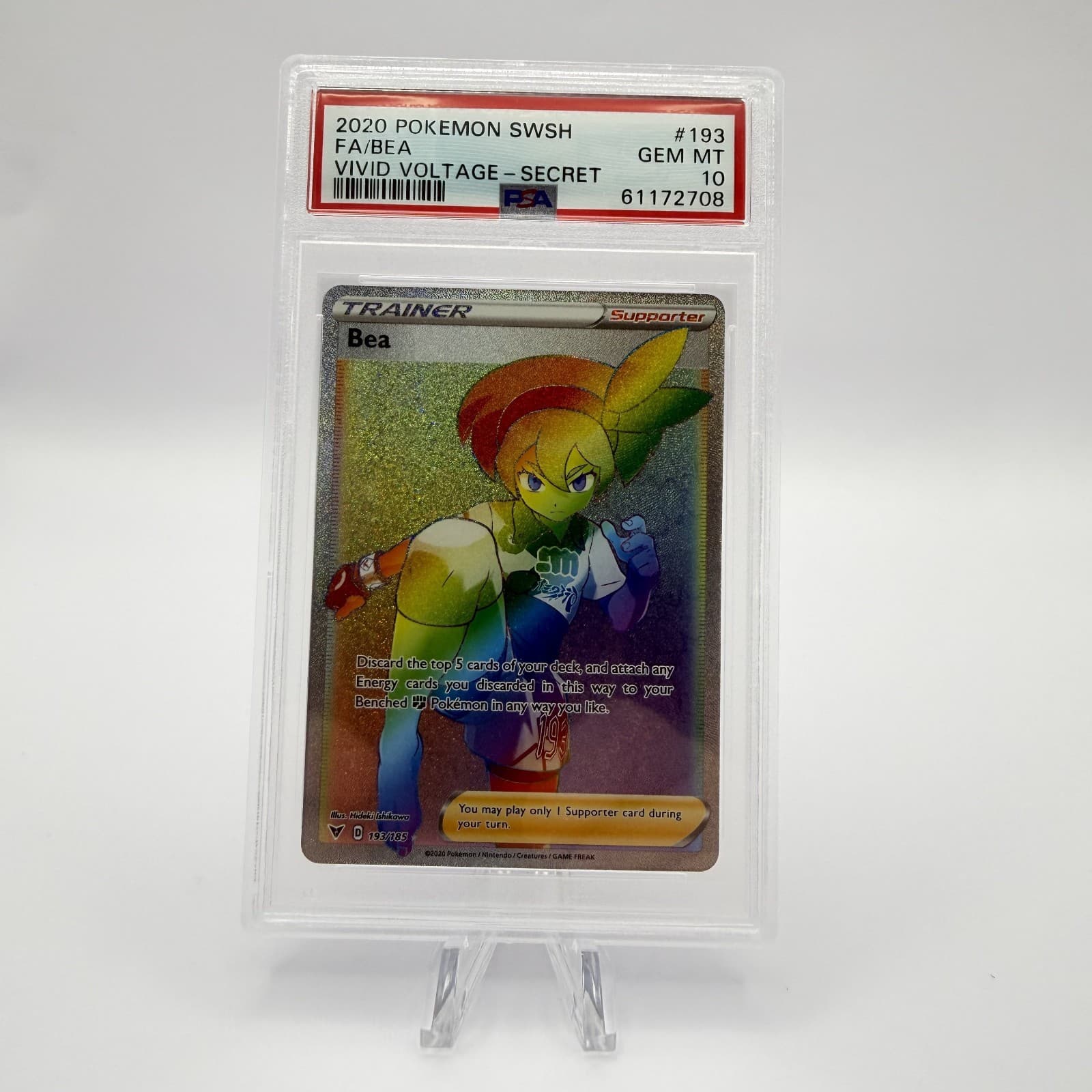 2020 Pokemon SWSH Vivid Voltage Bea Secret Rare Full Art #193 PSA 10 GEM MT