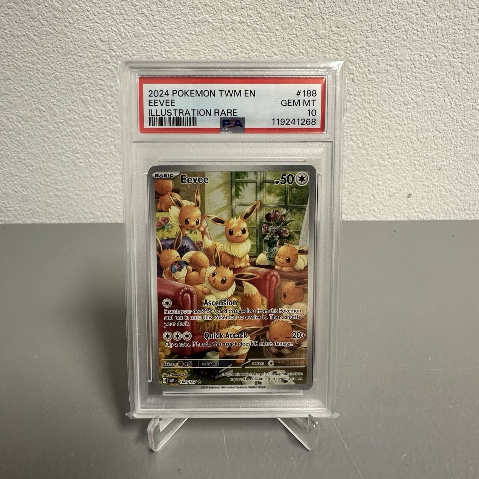 2024 Pokémon TWM EN Eevee Illustration Rare #188 PSA 10 GEM MT