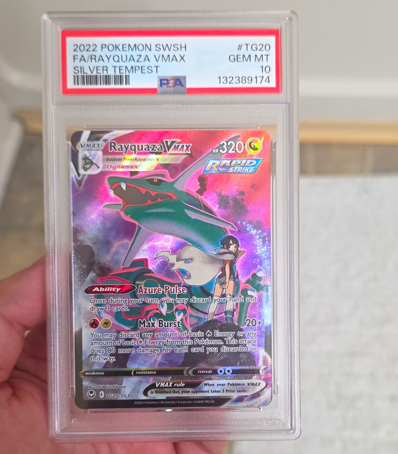 Pokemon TCG PSA 10 Rayquaza VMAX TG20/TG30 Silver Tempest TG Holo FA