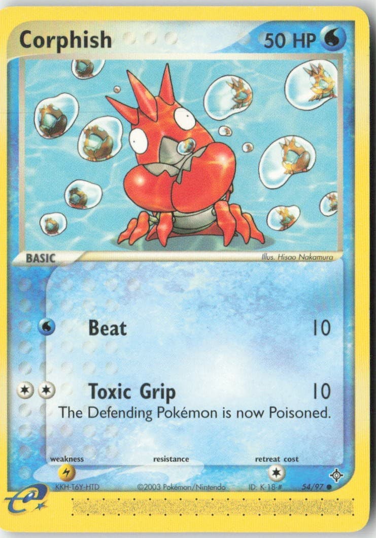 Corphish 54/97 Common Dragon Pokemon Moderately Played
