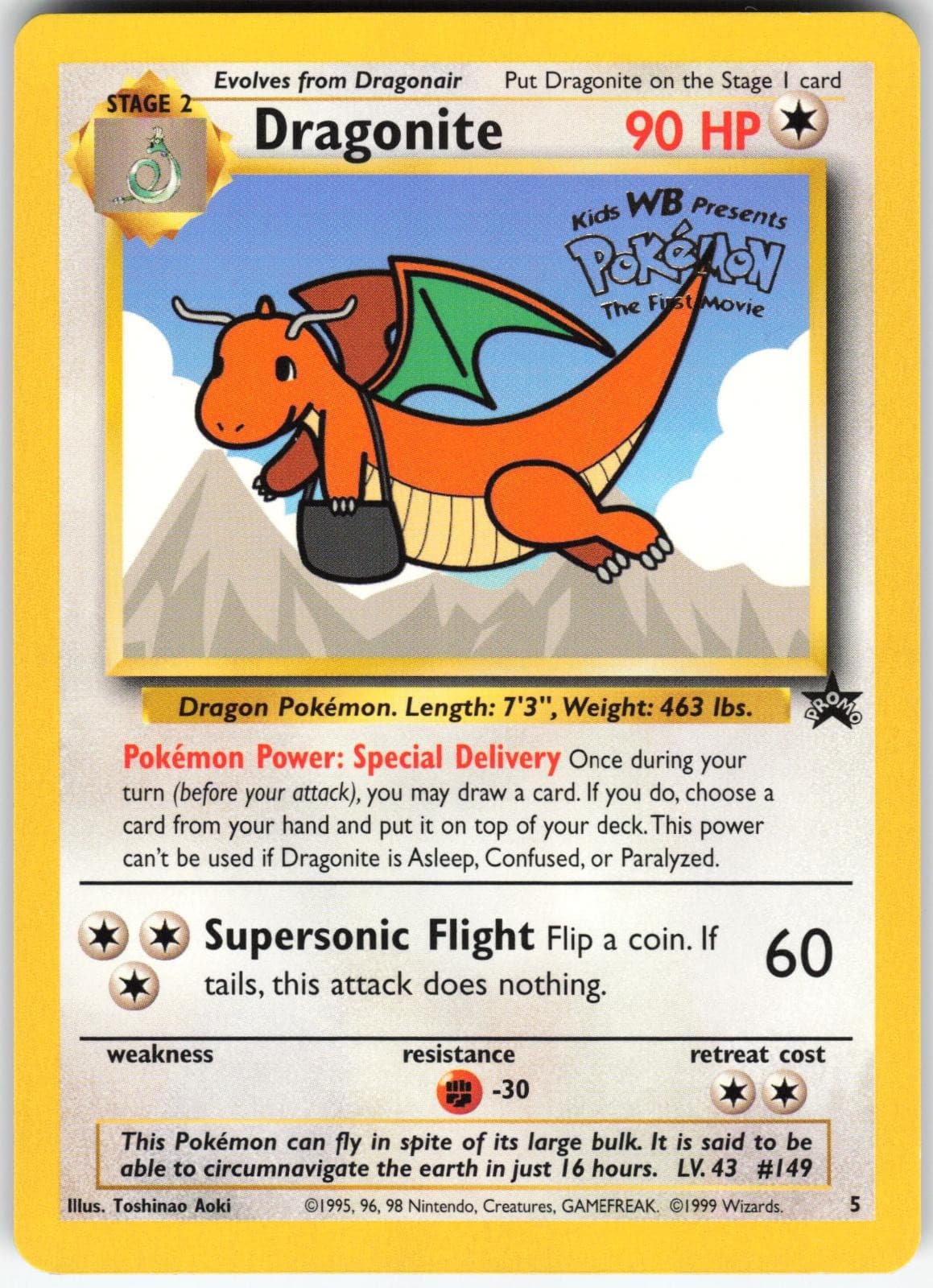 Dragonite 5 Promo Wizards Black Star Promos Pokemon Near Mint WOTC Invest Grail