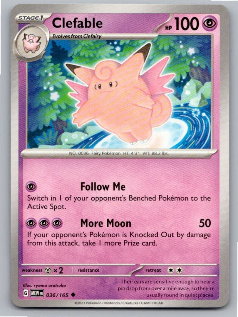2023 POKEMON CLEFABLE 151 036/165 UC NM A86968 FREE S&H