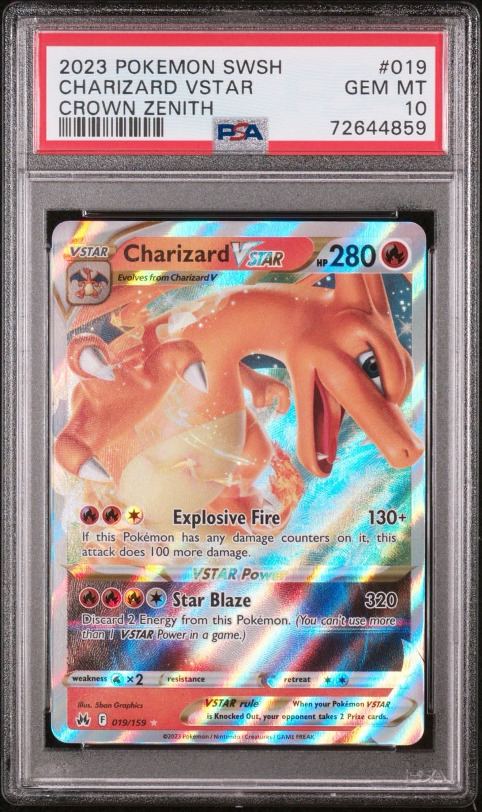 2023 POKEMON SWORD & SHIELD CROWN ZENITH #019 CHARIZARD VSTAR PSA 10